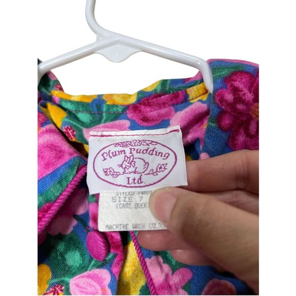 Vintage Plum Pudding Ltd. Pink & blue floral long sleeve dress Size 7 - Picture 7 of 10
